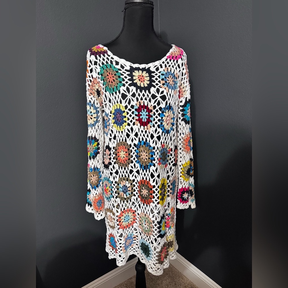 Nasty Gal Multicolor Crochet Knit Dress